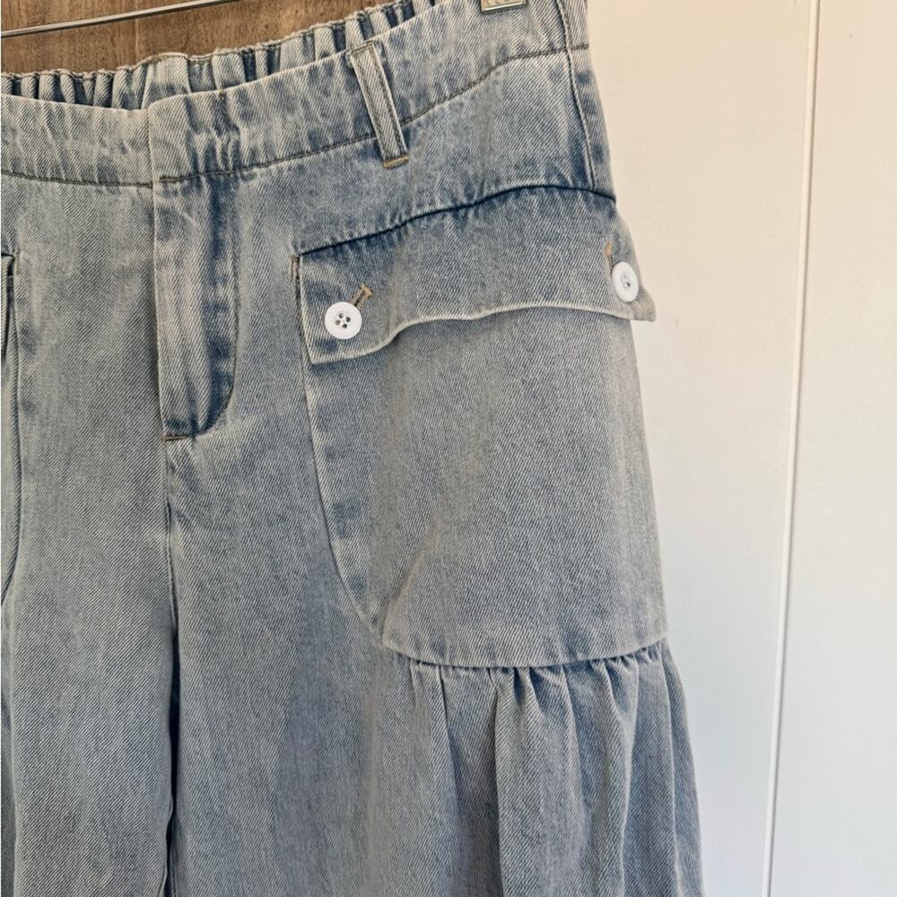 BiBi jogger Mineral Washed jeans wide leg cinch tie bottom SZ Small - Picture 6 of 9